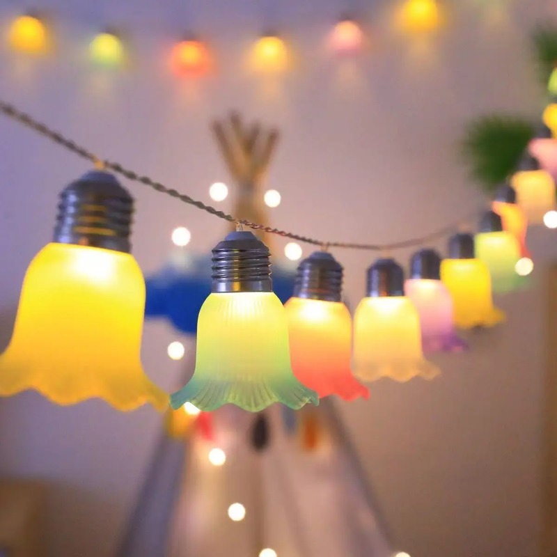 Outdoor Camping Lights String - Bell Flower LED String Lights Warm
