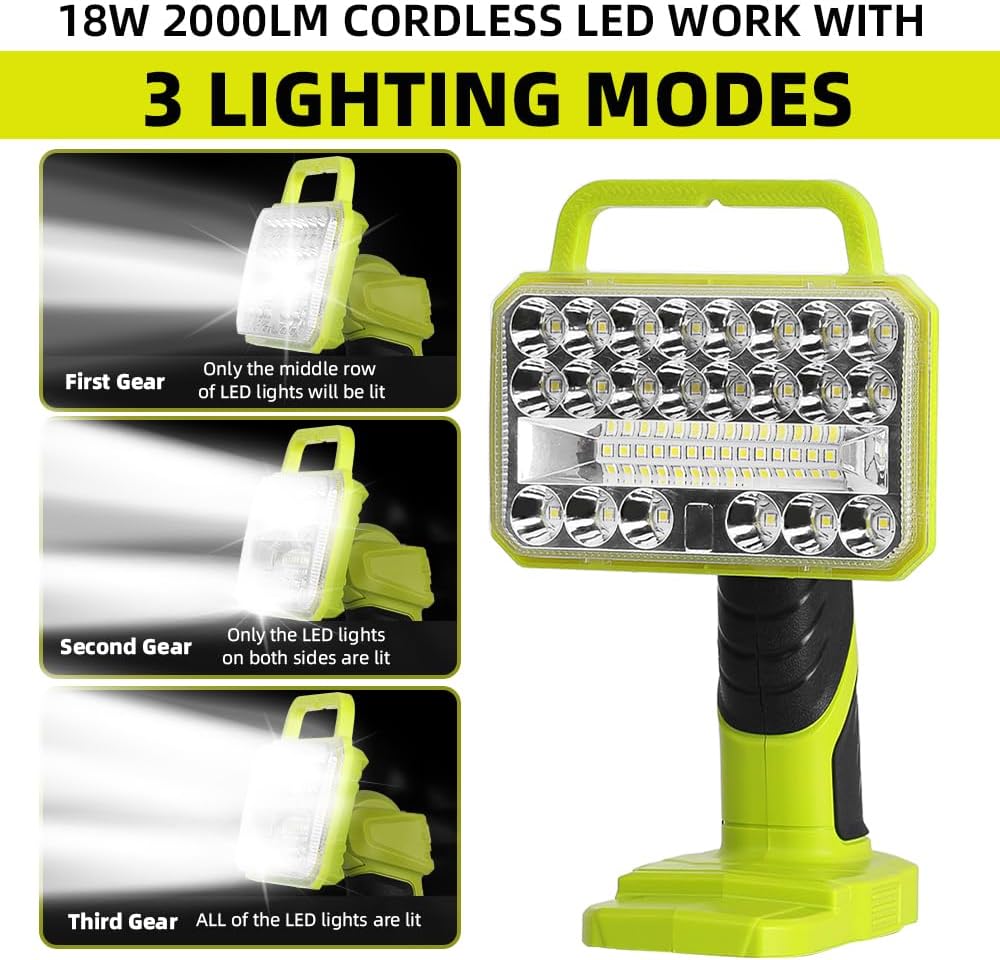 Outdoor Camping Jobs - 18W 2000LM Cordless LED Flashlight for
