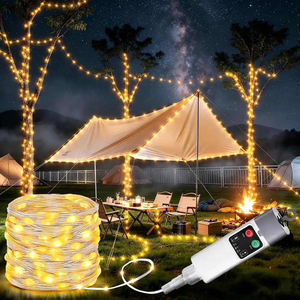 Outdoor Camping Lights String - Camping String Lights, 66ft 200LED Rechargeable,