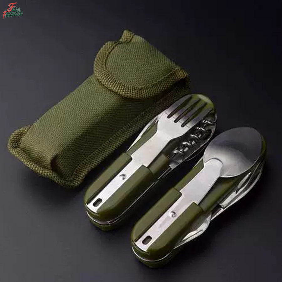 Outdoor Camping Utensils - Camping Gear 5-in-1 Stainless Steel Travel