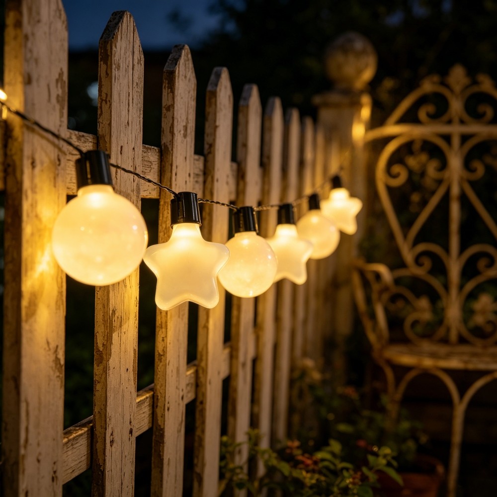 Outdoor Camping Lights String - Solar G50 White Star & Globe
