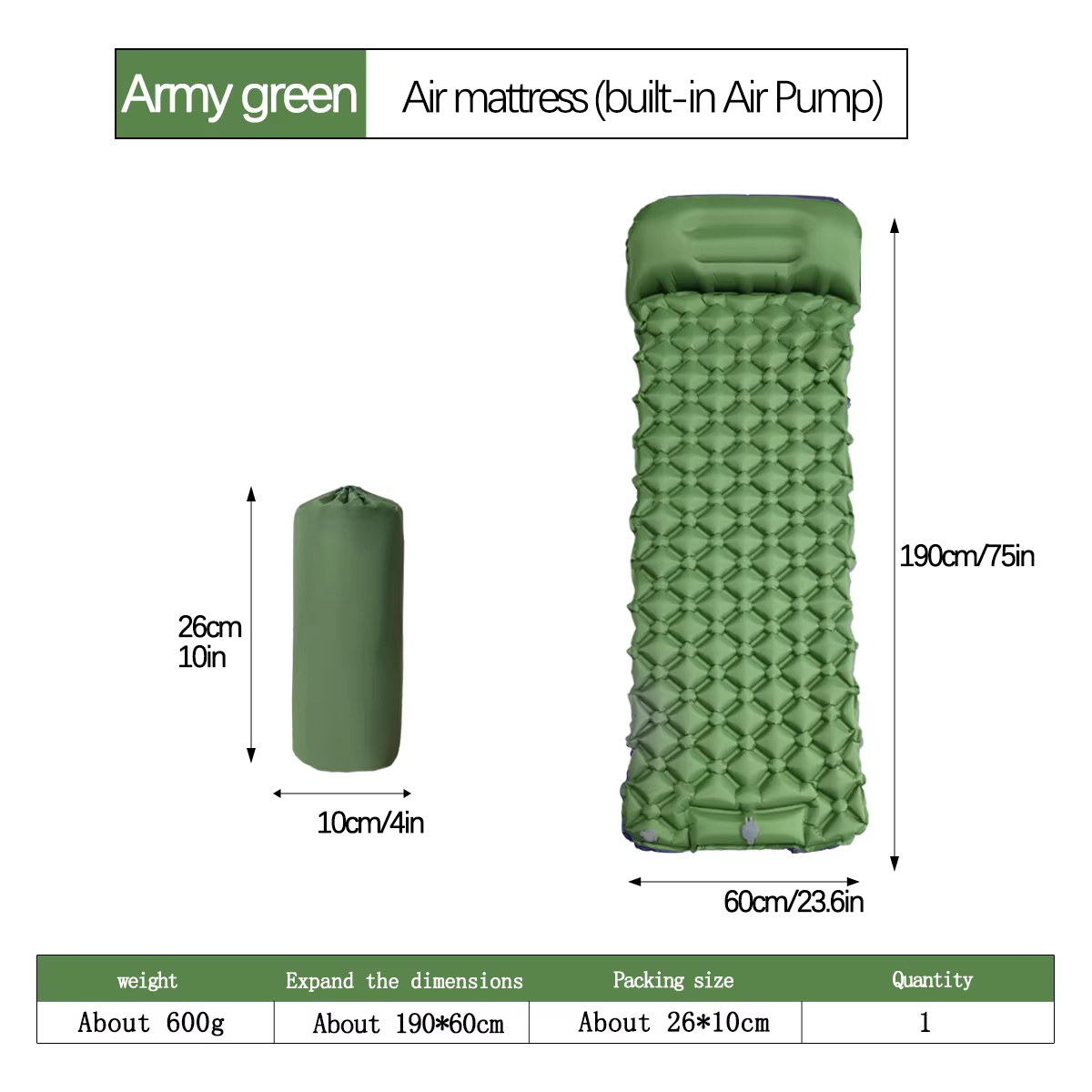 190*60cm Outdoor Camping Infla - đánh giá và giá Outdoor In Camping