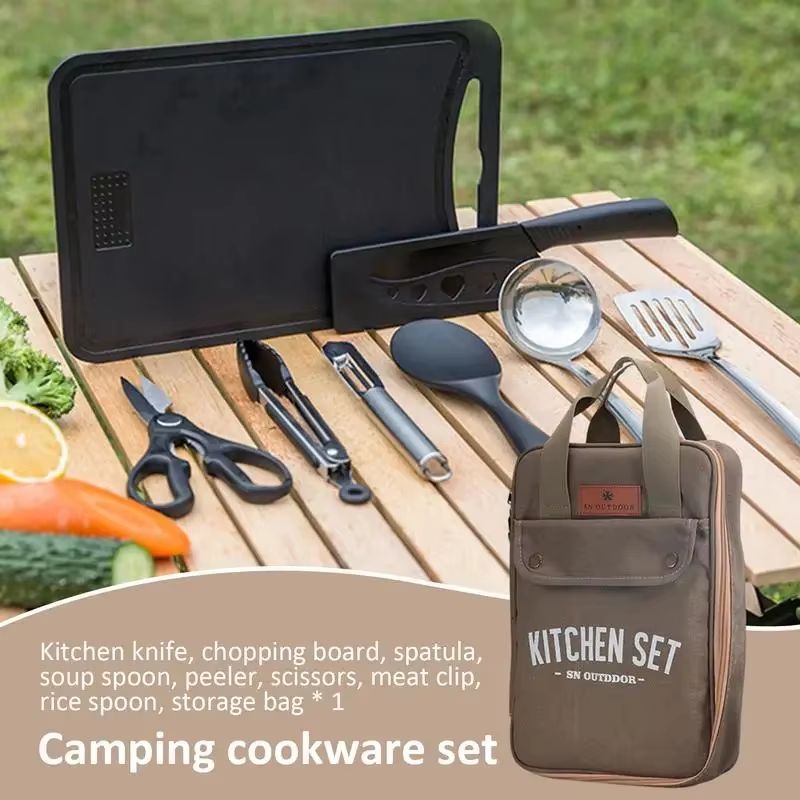 8pcs Camping Kitchen Cookware  - đánh giá và giá Outdoor Camping Utensils