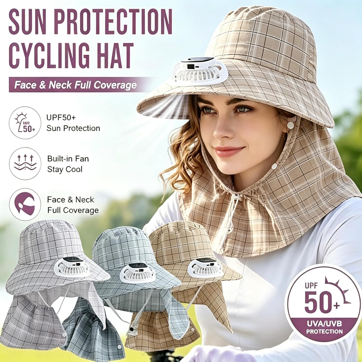 1PC Solar Power Neck Guard Fan - đánh giá và giá Outdoor Camping Hat