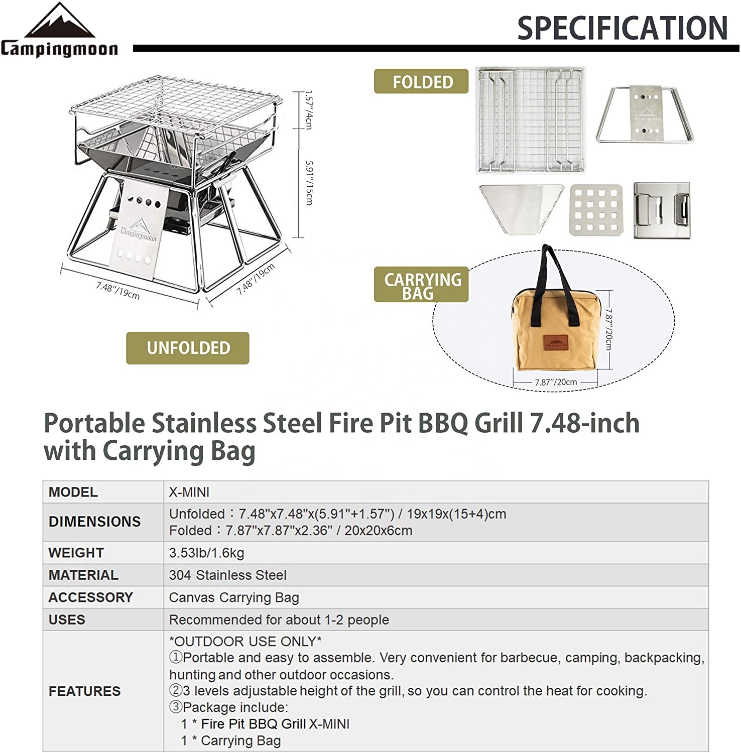 Campingmoon Outdoor Camping Bb - đánh giá và giá Outdoor Camping Fire Pit