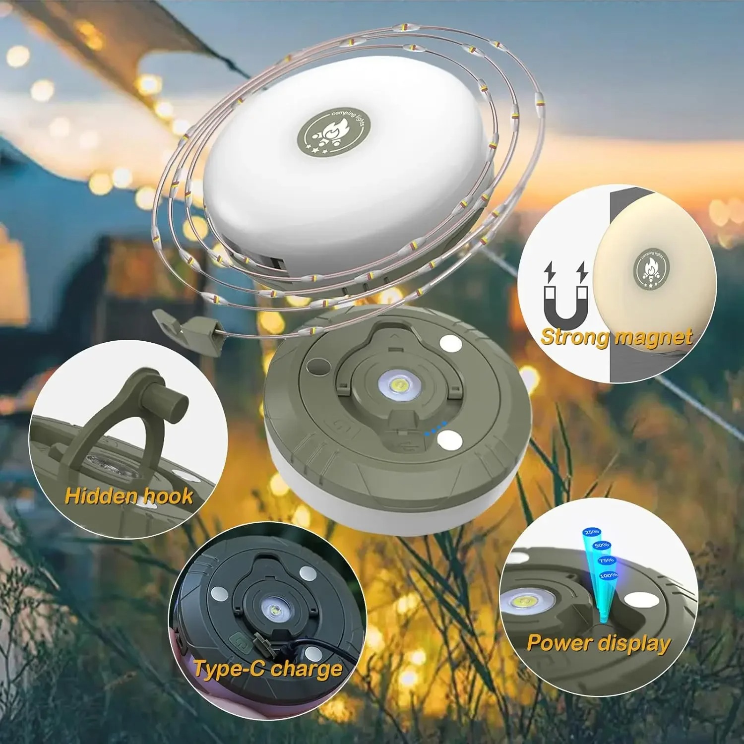 4-in-1 Camping Light LED Reel  - đánh giá và giá Outdoor Camping Lights String