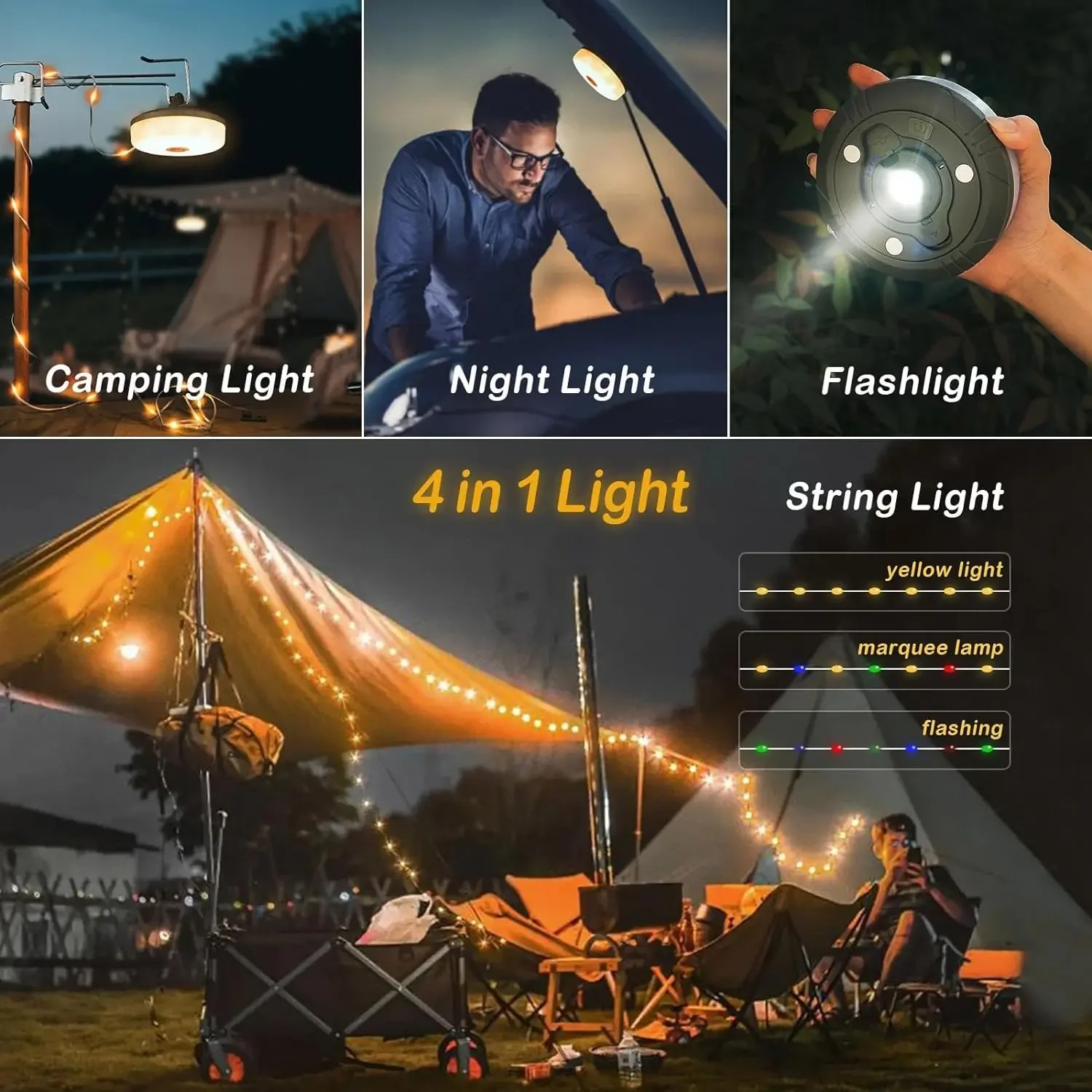 4-in-1 Camping Light LED Reel  - đánh giá và giá Outdoor Camping Lights String